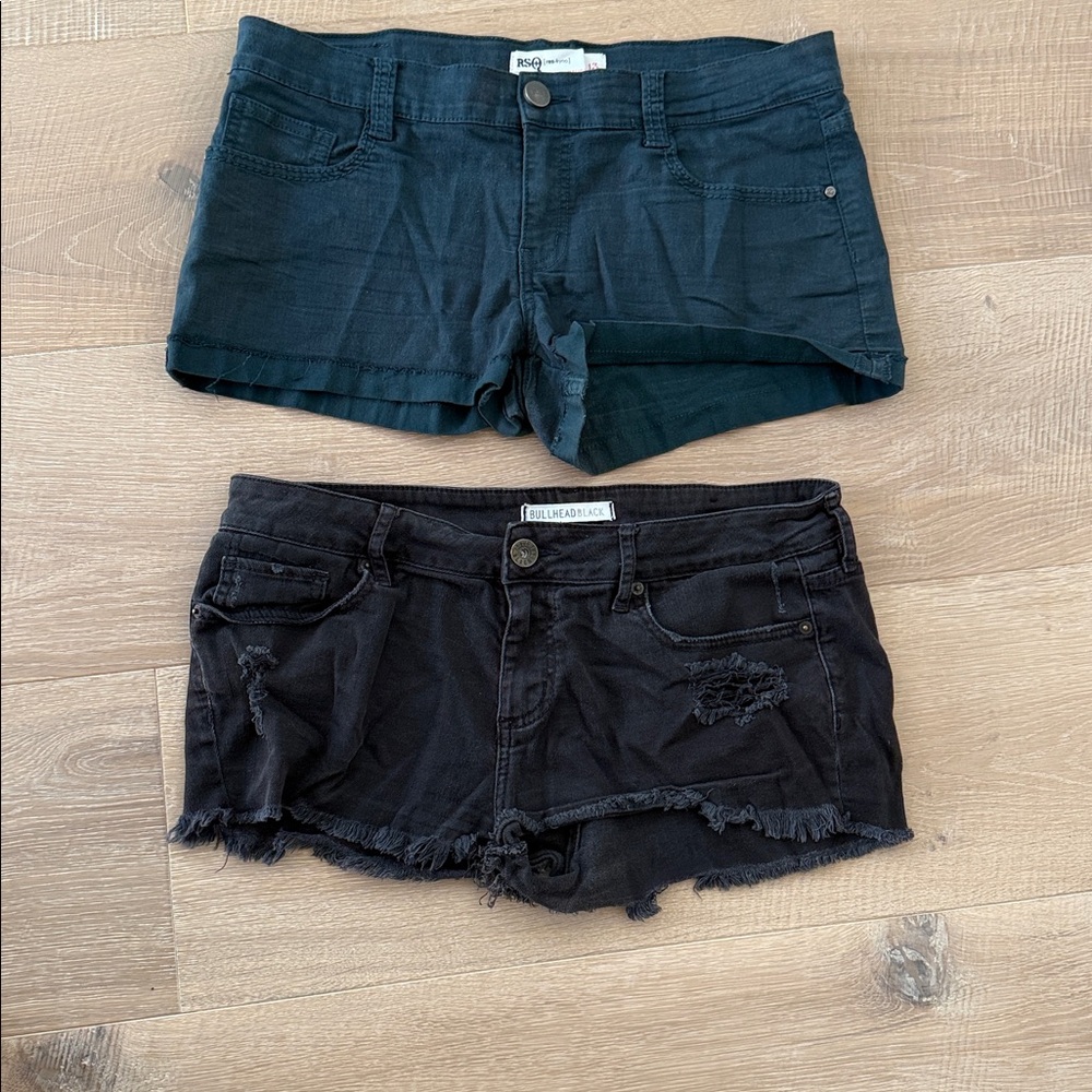 Women's Black and Dark Blue Shorts size 11/13